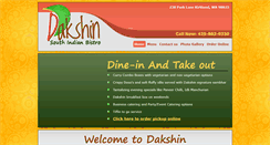 Desktop Screenshot of dakshinbistro.com
